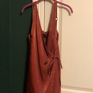 Red satin wrap dress
